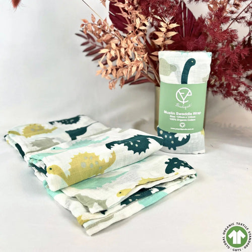 Baby Swaddle Wrap Joyful Dinosaur - 100% Certified Organic Cotton YAG Boutique
