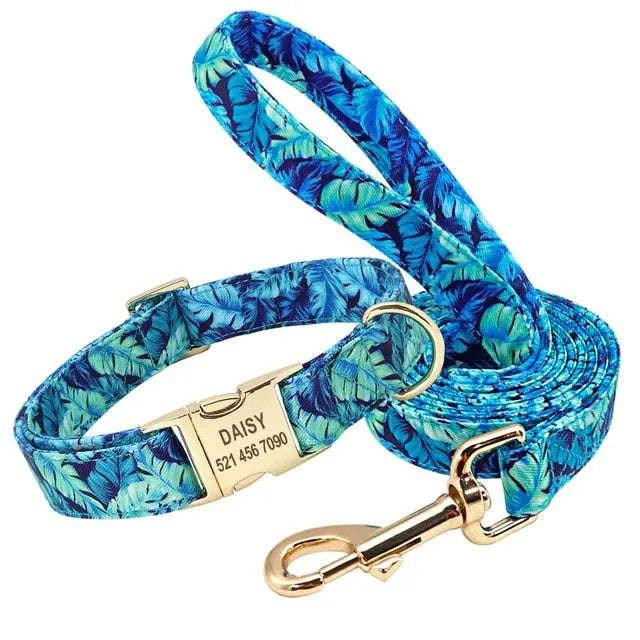 Flower Blooming And Stylish Personalized Dog Collar And Lead Yesy All Goods
