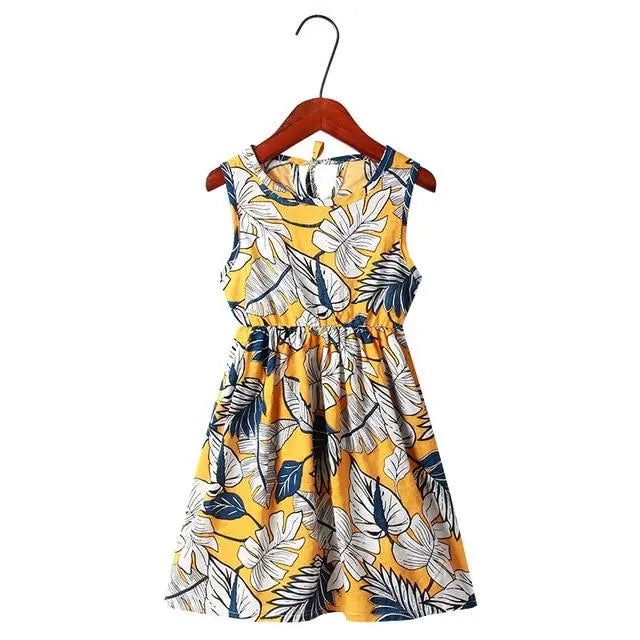 Girls Summer Sunshine Flower Pattern Sleeveless Dresses Yesy All Goods