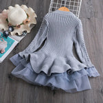Long Sleeve Knitted Chiffon Dress for Girls 3-8Y Yesy All Goods