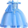 Luxury Princess & Party Dress Embroidery Silk with Bow & Flower for Grils 3-10Y Yesy All Goods