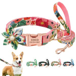 New Fancy Flowers Dog Personalised Collar And Lead Yesy All Goods